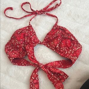 RHODE Red Floral Bikini Top